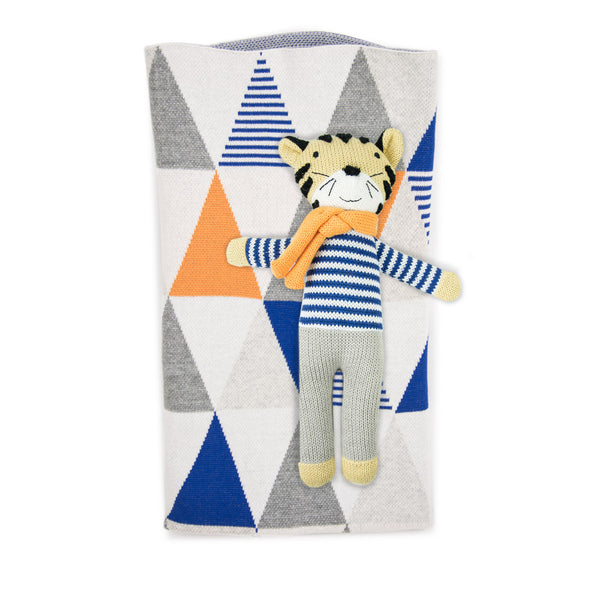 Weegoamigo Gift Boxed Knitted Toy + Blanket - Toothless Tiger