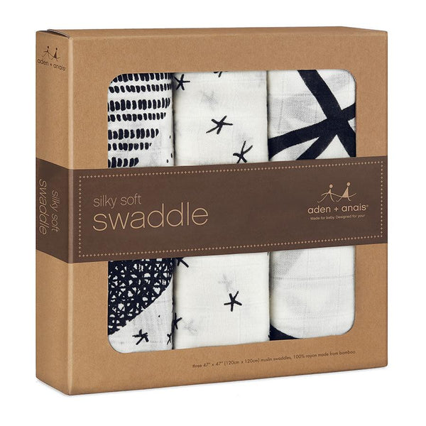Aden and Anais Silky Soft Swaddles Midnight 3Pk