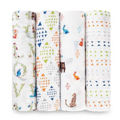 Aden and Anais Classic Swaddles Paper Tales 4Pk