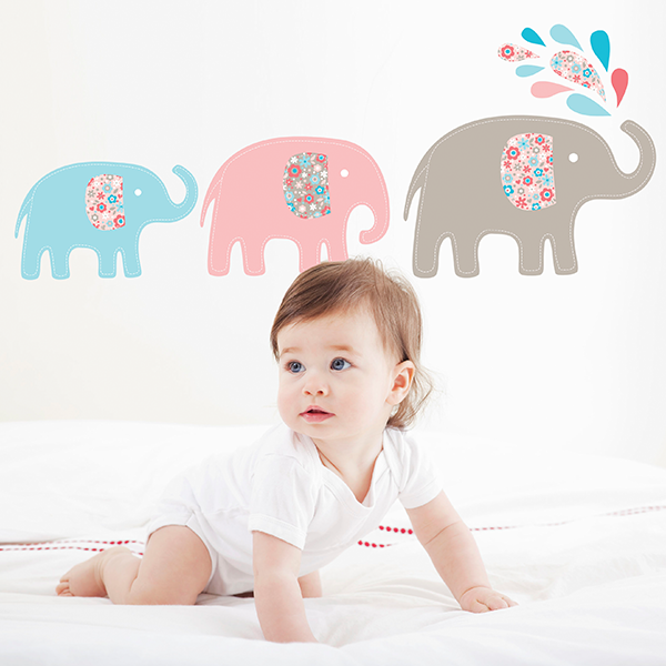 Speckled House Baby Elephants Wall Decal