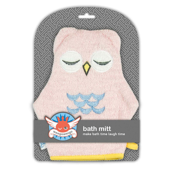Weegoamigo Bath Mitt - Pink Owl